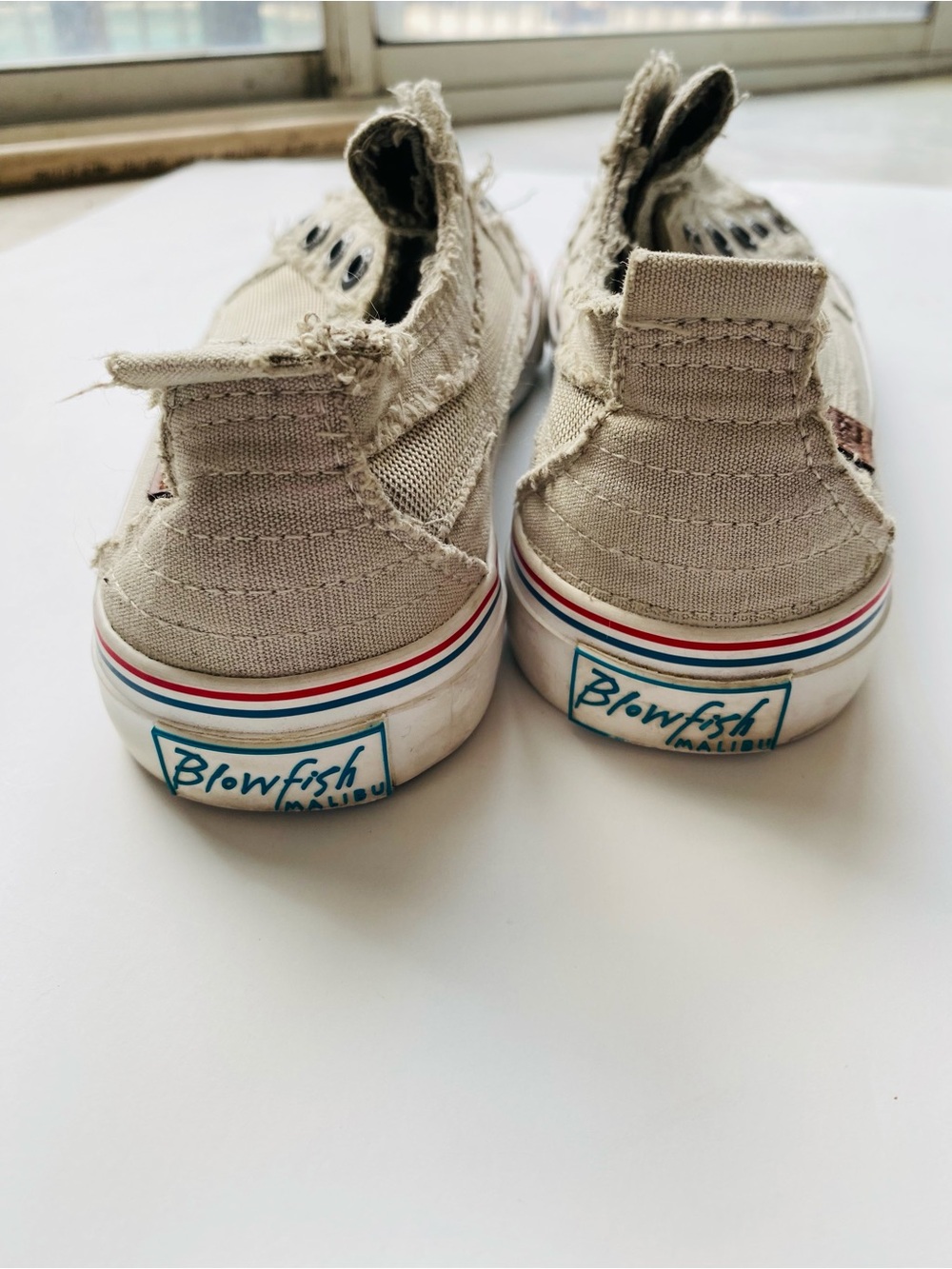 BLOWFISH MALIBU SLIP-ON SNEAKERS Distressed Canvas Beige Frayed Edges Casual 8 - Picture 6 of 12